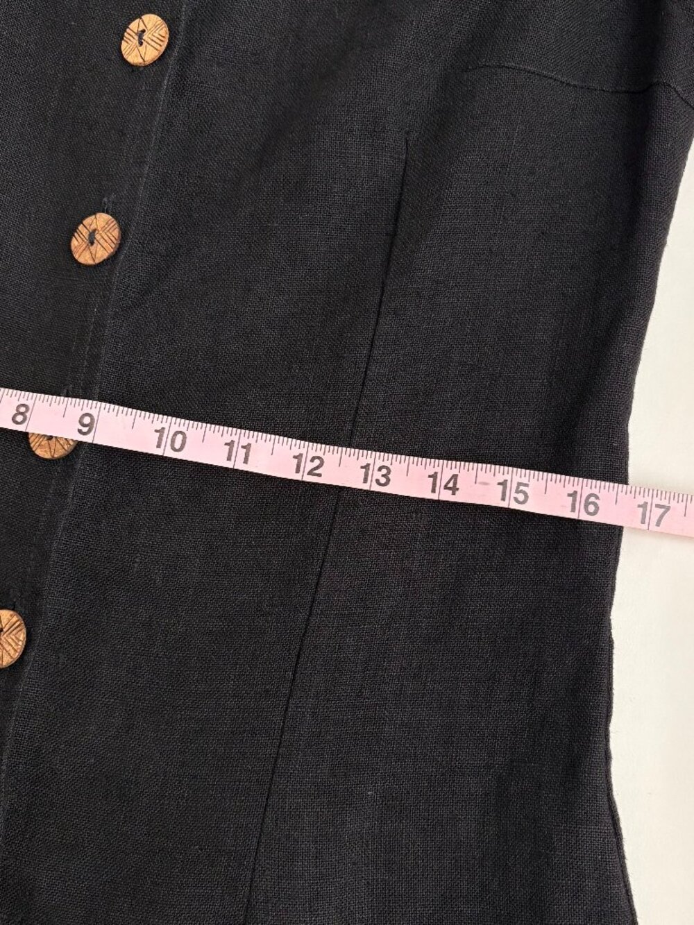 Vintage 90s Crucial Creations 100% Hemp Black Button Front Midi Dress Size L - Picture 5 of 7